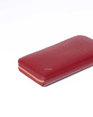 Prada Rubino Vitello Move Zipped Around Wallet 1ML506
