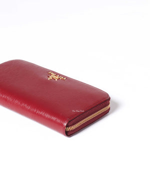 Prada Rubino Vitello Move Zipped Around Wallet 1ML506
