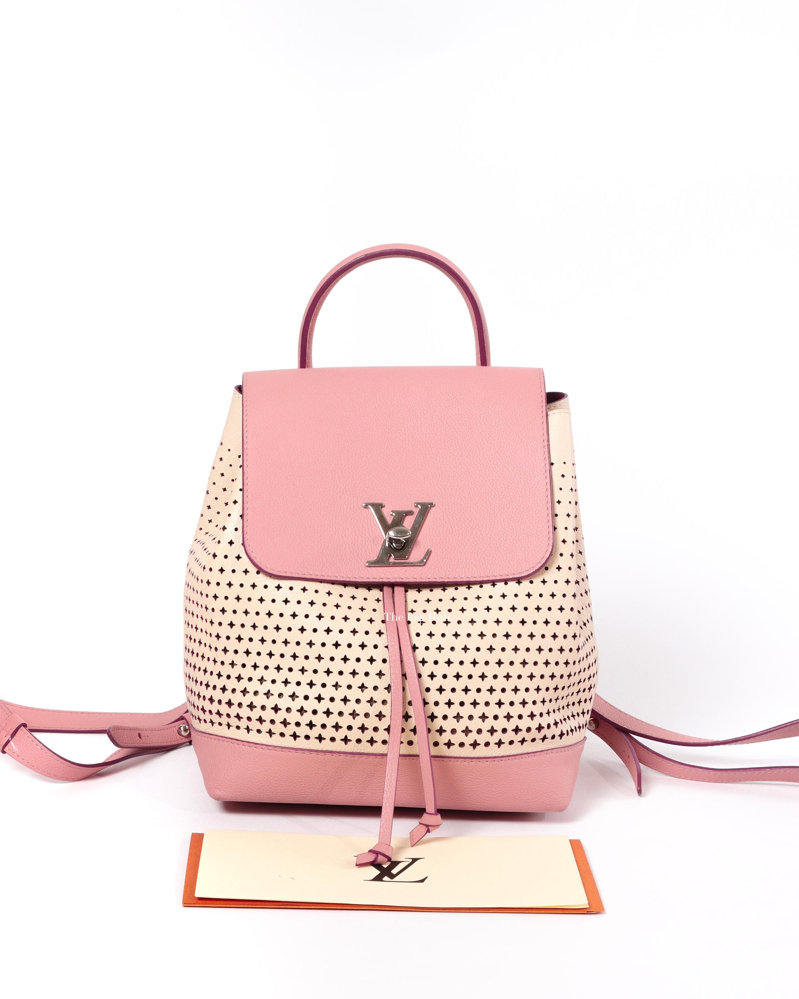 Louis Vuitton Pink/White LockMe Perforated Backpack-14