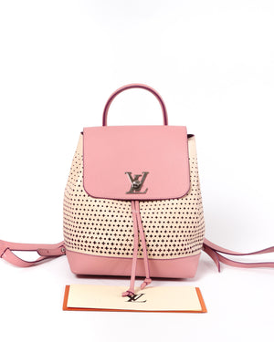 Louis Vuitton Pink/White LockMe Perforated Backpack-14