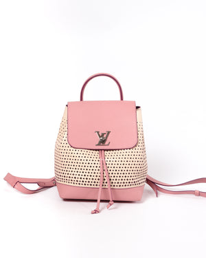 Louis Vuitton Pink/White LockMe Perforated Backpack-2