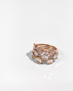 Tricolor Gold and Diamond Stackable Rings 18K HK Setting