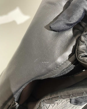 Bottega Veneta Black Intrecciato Nappa Loop Flap Medium Messenger Bag