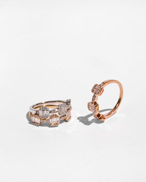 Tricolor Gold and Diamond Stackable Rings 18K HK Setting