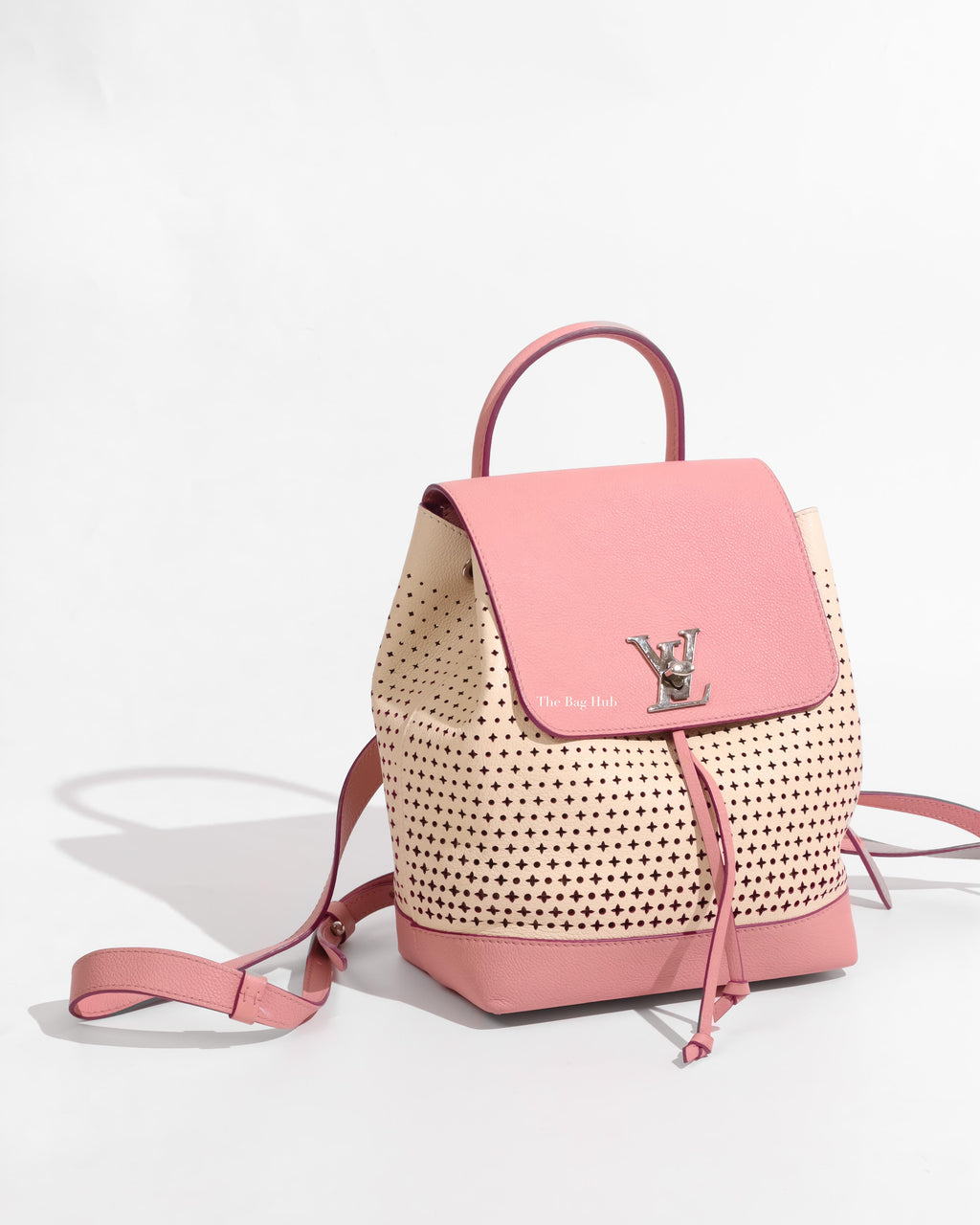 Louis Vuitton Pink/White LockMe Perforated Backpack-1