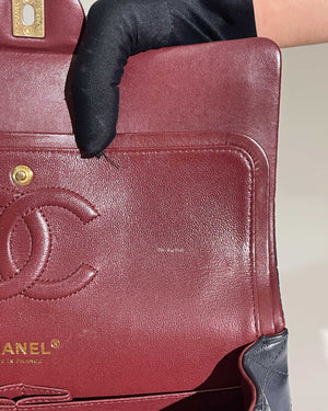 Chanel Navy Blue Wool Paris-Hamburg Charms Classic Double Flap Bag GHW