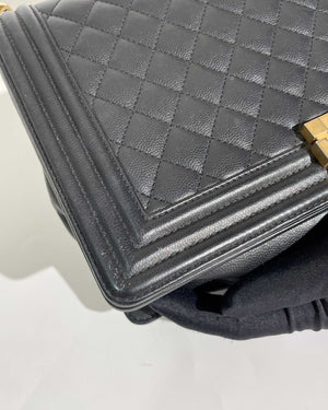 Chanel Black Caviar Quilted Large Le Boy Bag GHW