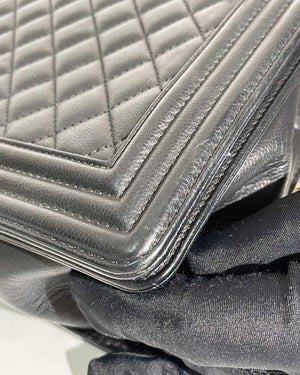 Chanel Black Caviar Quilted Large Le Boy Bag GHW
