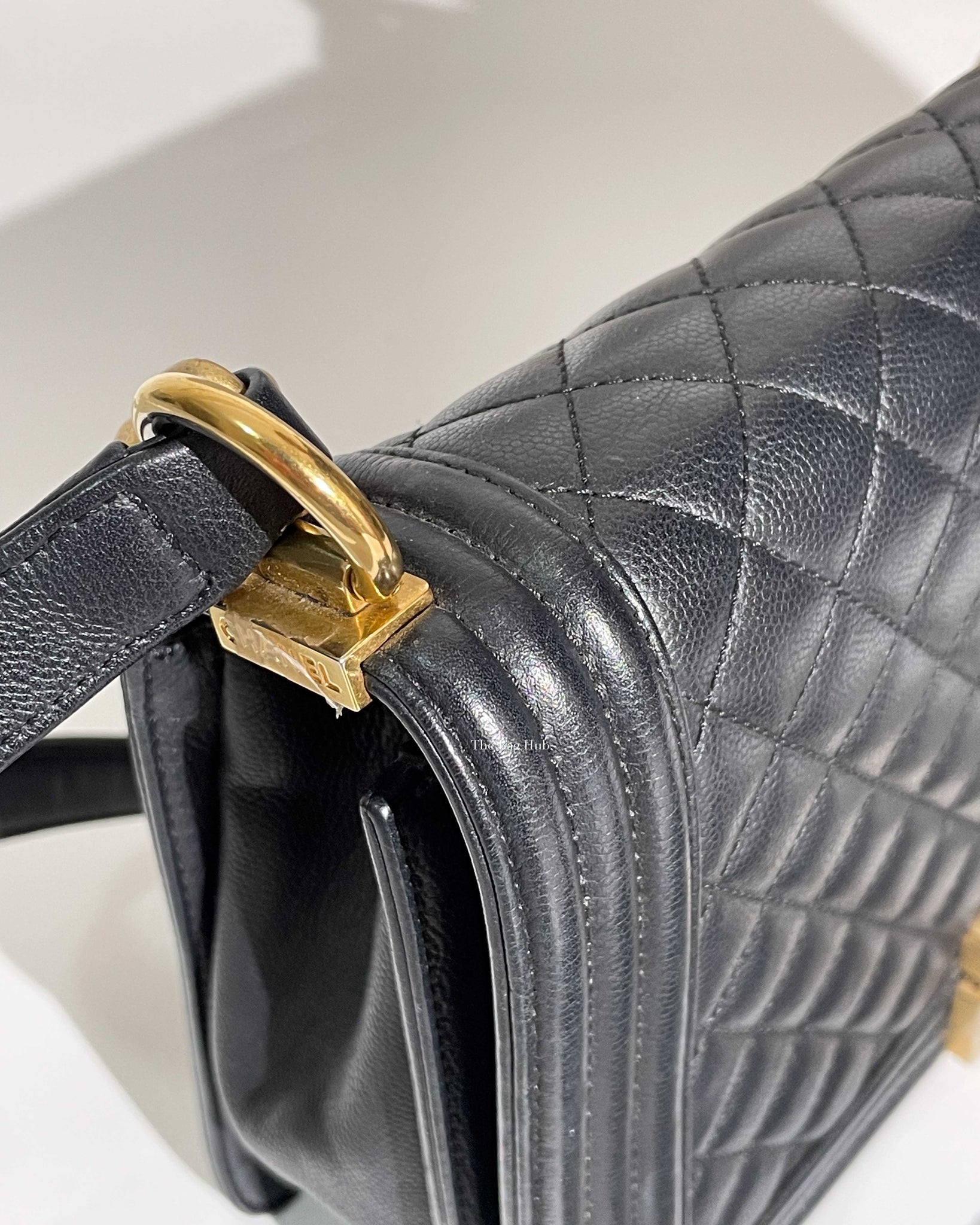 Chanel Black Caviar Quilted Large Le Boy Bag GHW