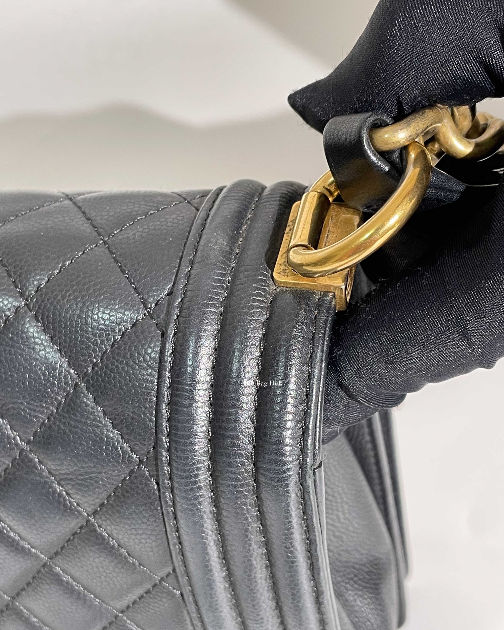 Chanel Black Caviar Quilted Large Le Boy Bag GHW