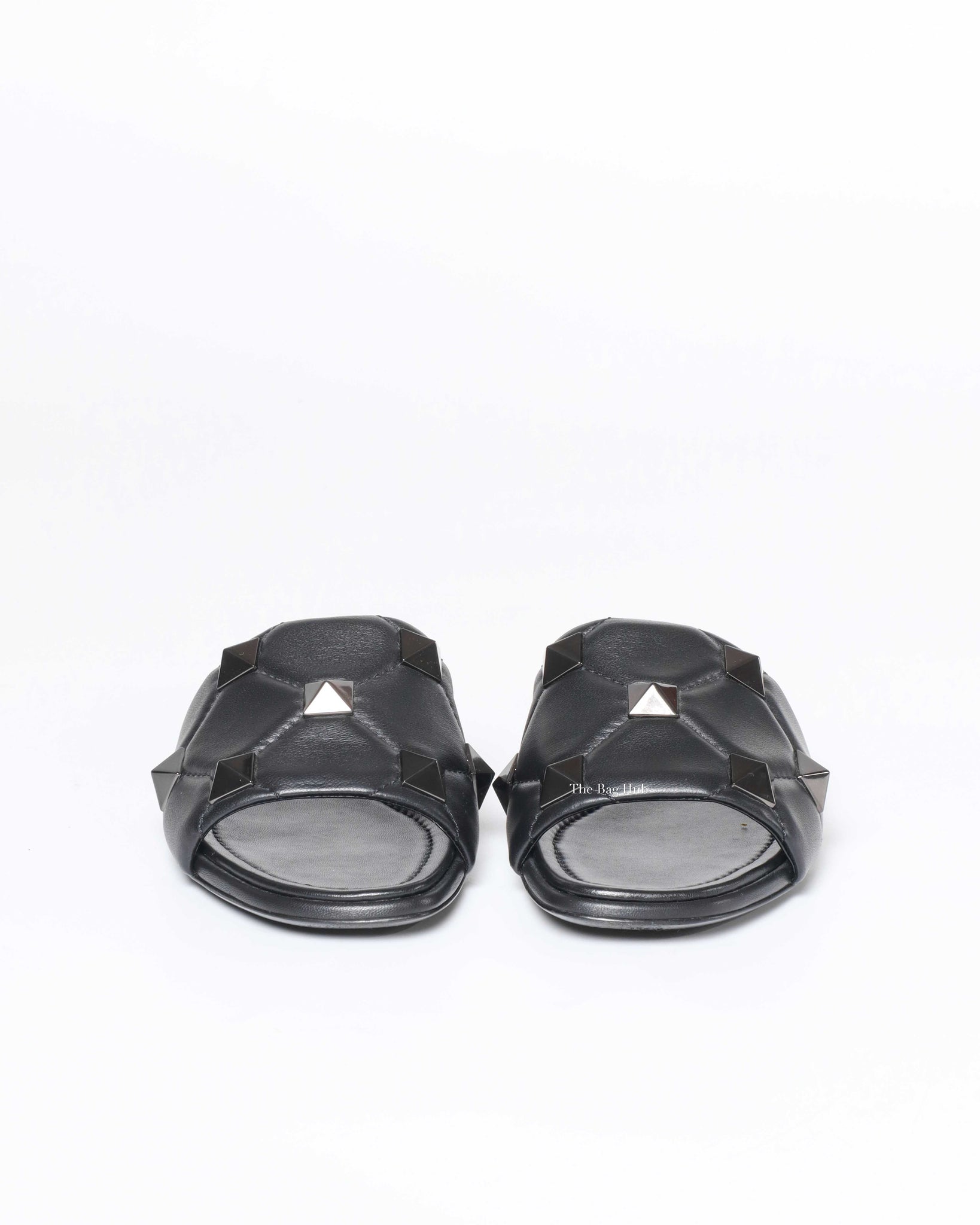 Valentino Garavani Black Leather Roman Stud Flats Size 37