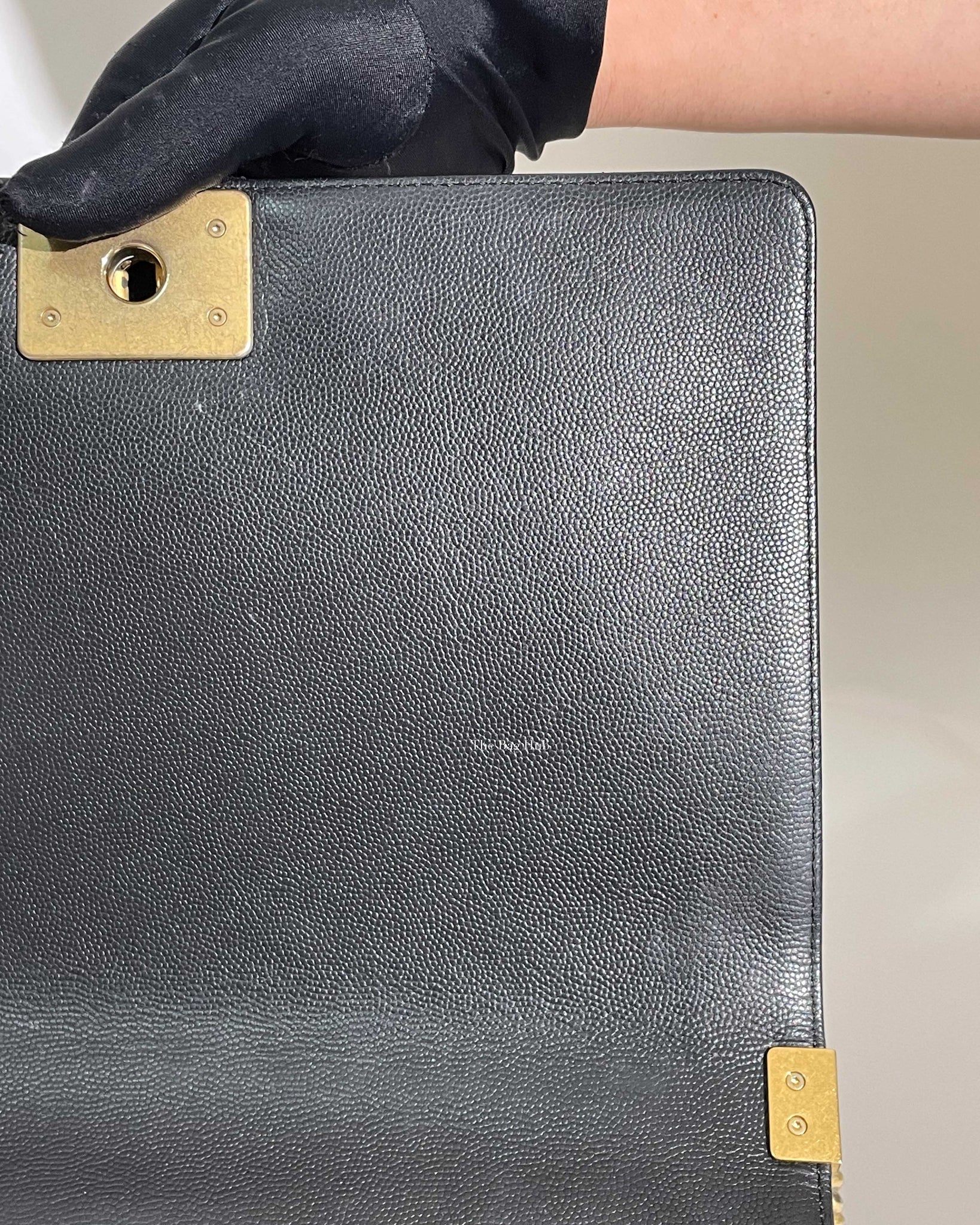 Chanel Black Caviar Quilted Large Le Boy Bag GHW