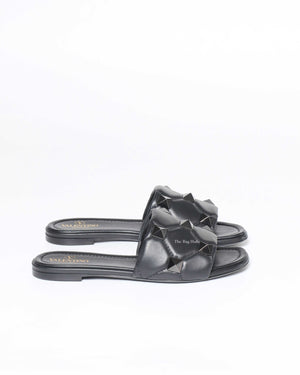 Valentino Garavani Black Leather Roman Stud Flats Size 37