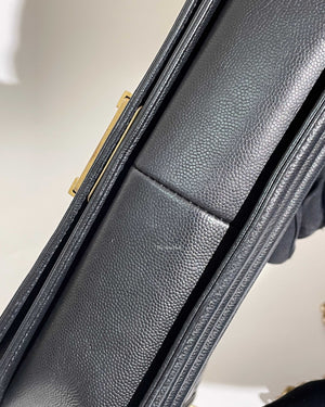 Chanel Black Caviar Quilted Large Le Boy Bag GHW