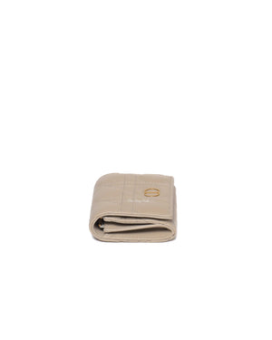 Dior Sand Supple Cannage Calfskin Leather Caro XS Card Wallet