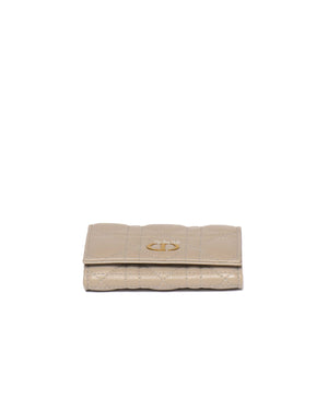 Dior Sand Supple Cannage Calfskin Leather Caro XS Card Wallet