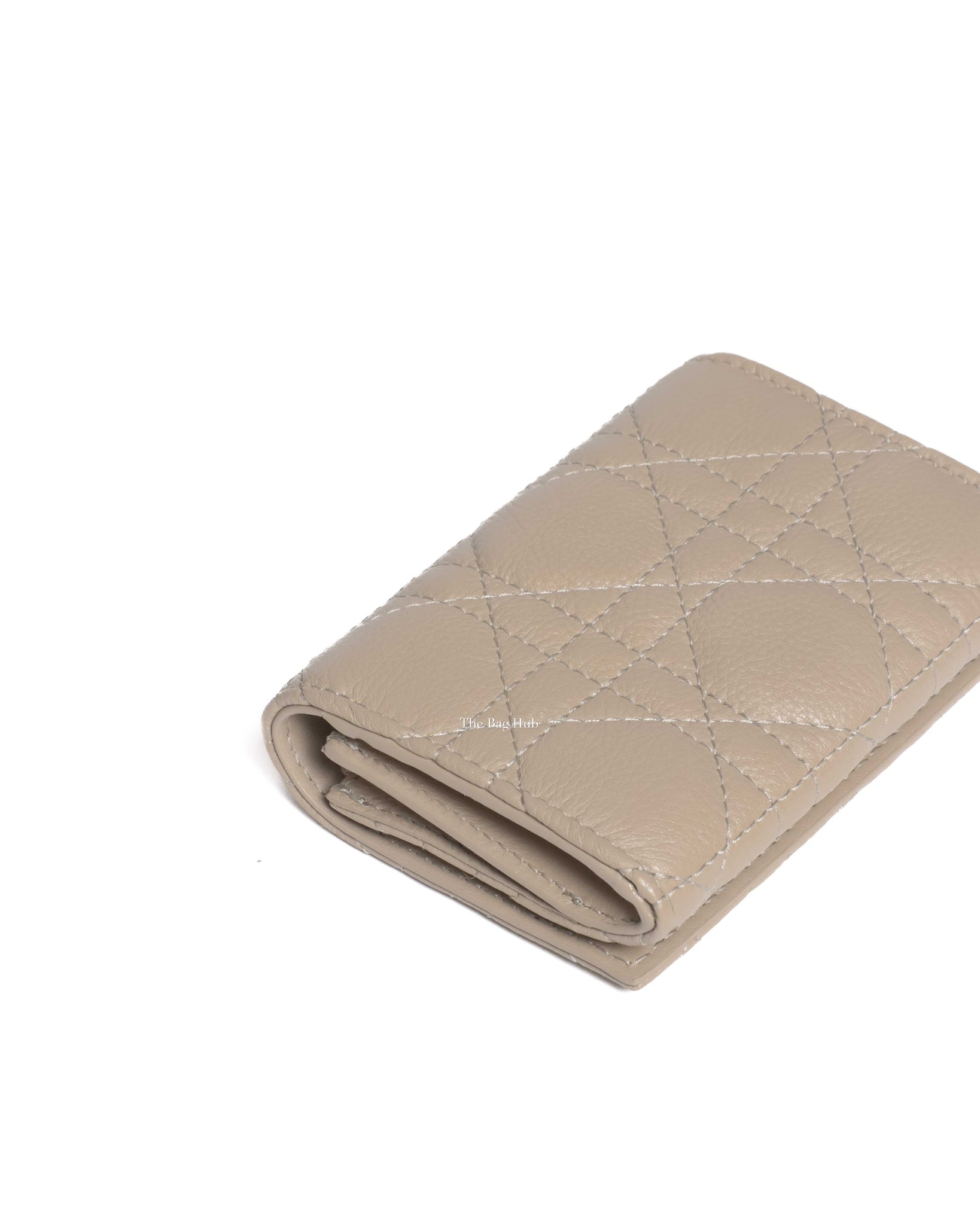 Dior Sand Supple Cannage Calfskin Leather Caro XS Card Wallet