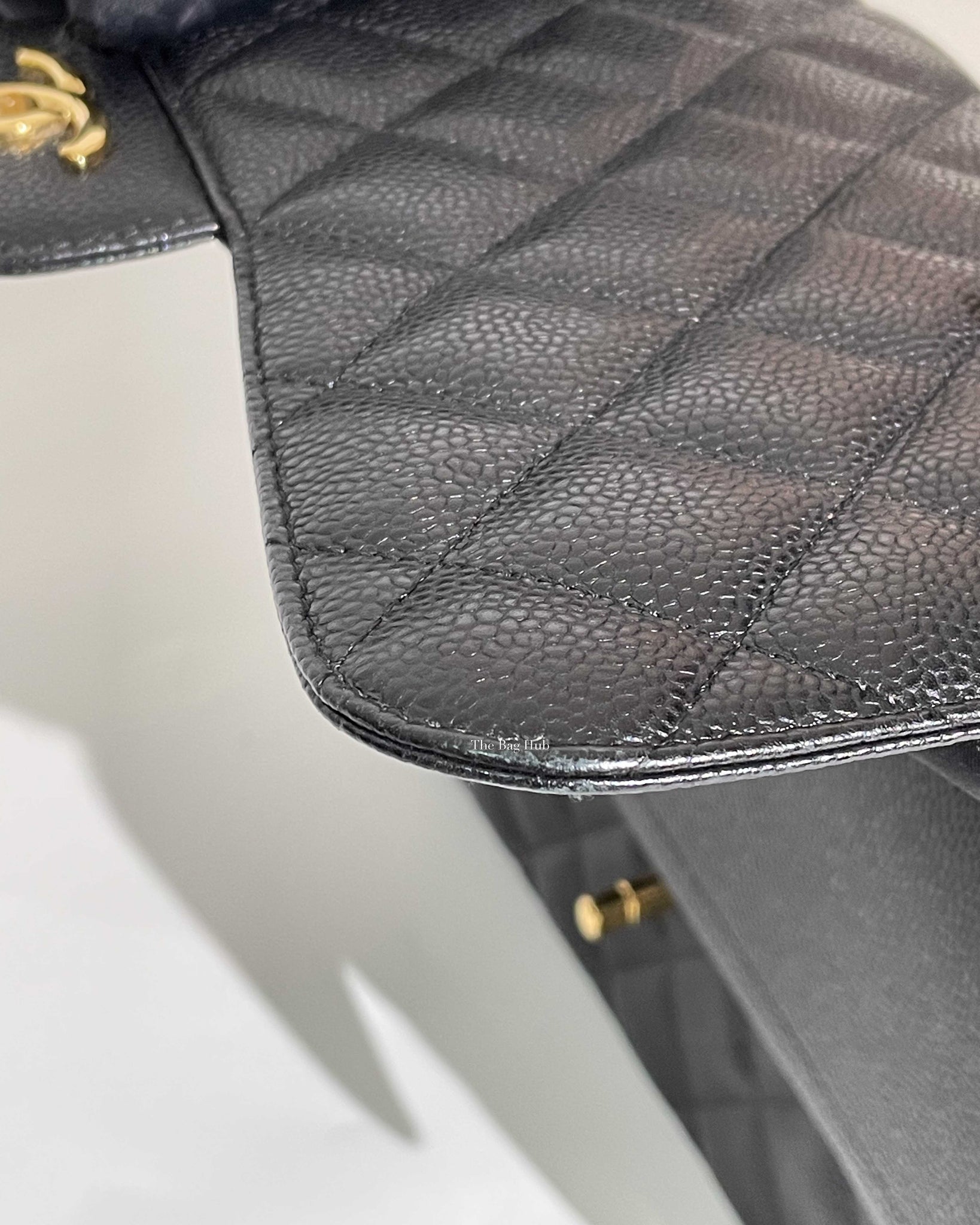 Chanel Black Quilted Caviar Leather Jumbo Classic Double Flap Bag