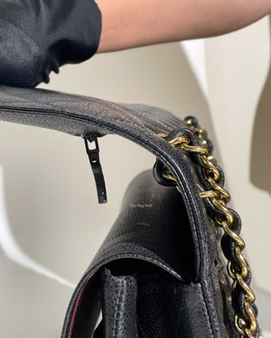 Chanel Black Quilted Caviar Leather Jumbo Classic Double Flap Bag