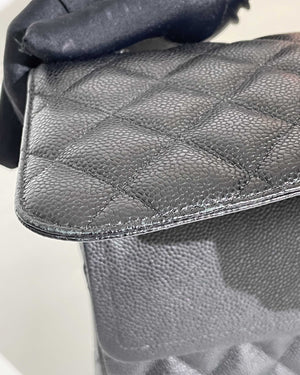Chanel Black Quilted Caviar Leather Jumbo Classic Double Flap Bag