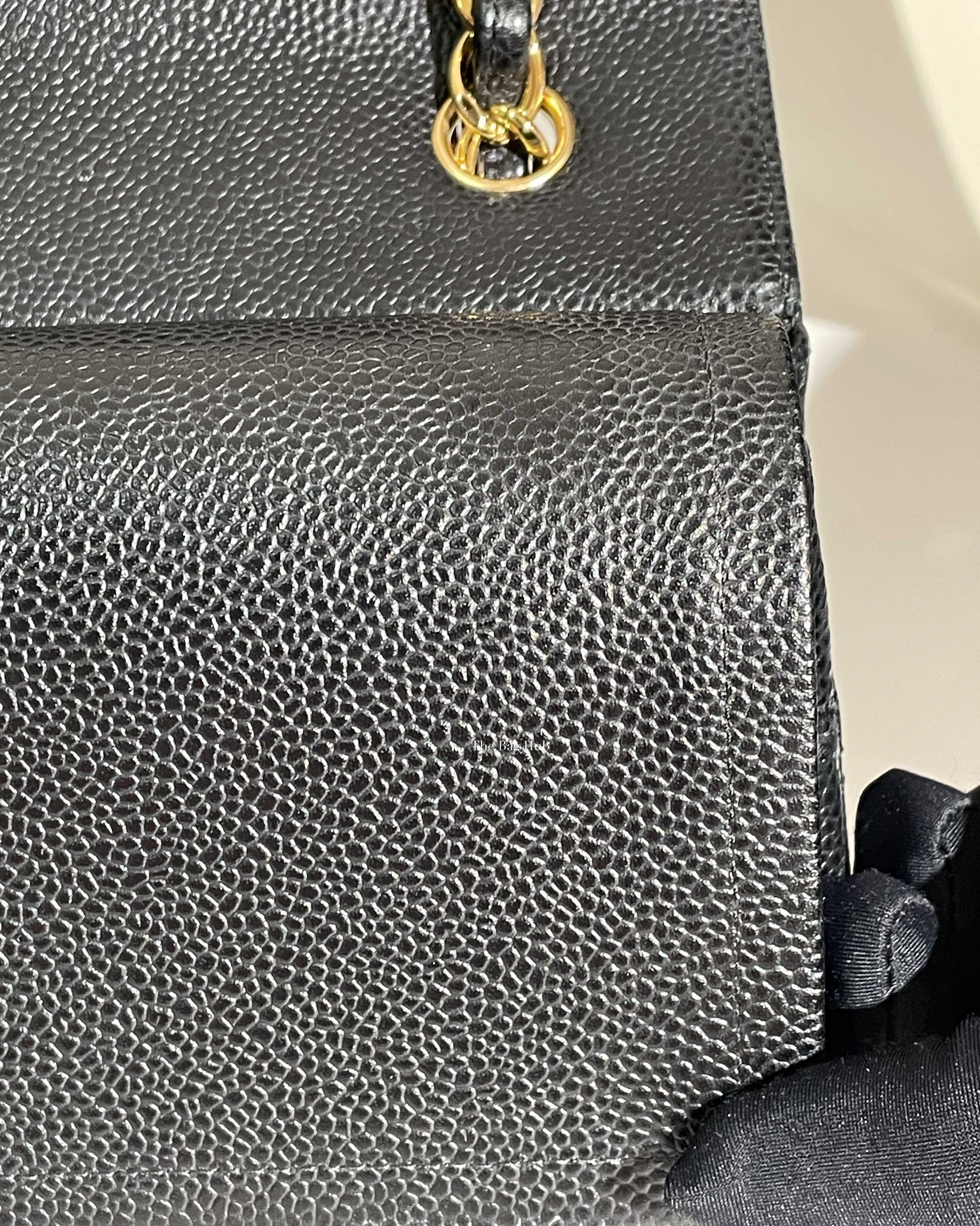 Chanel Black Quilted Caviar Leather Jumbo Classic Double Flap Bag