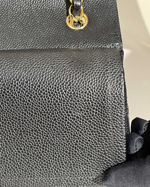 Chanel Black Quilted Caviar Leather Jumbo Classic Double Flap Bag