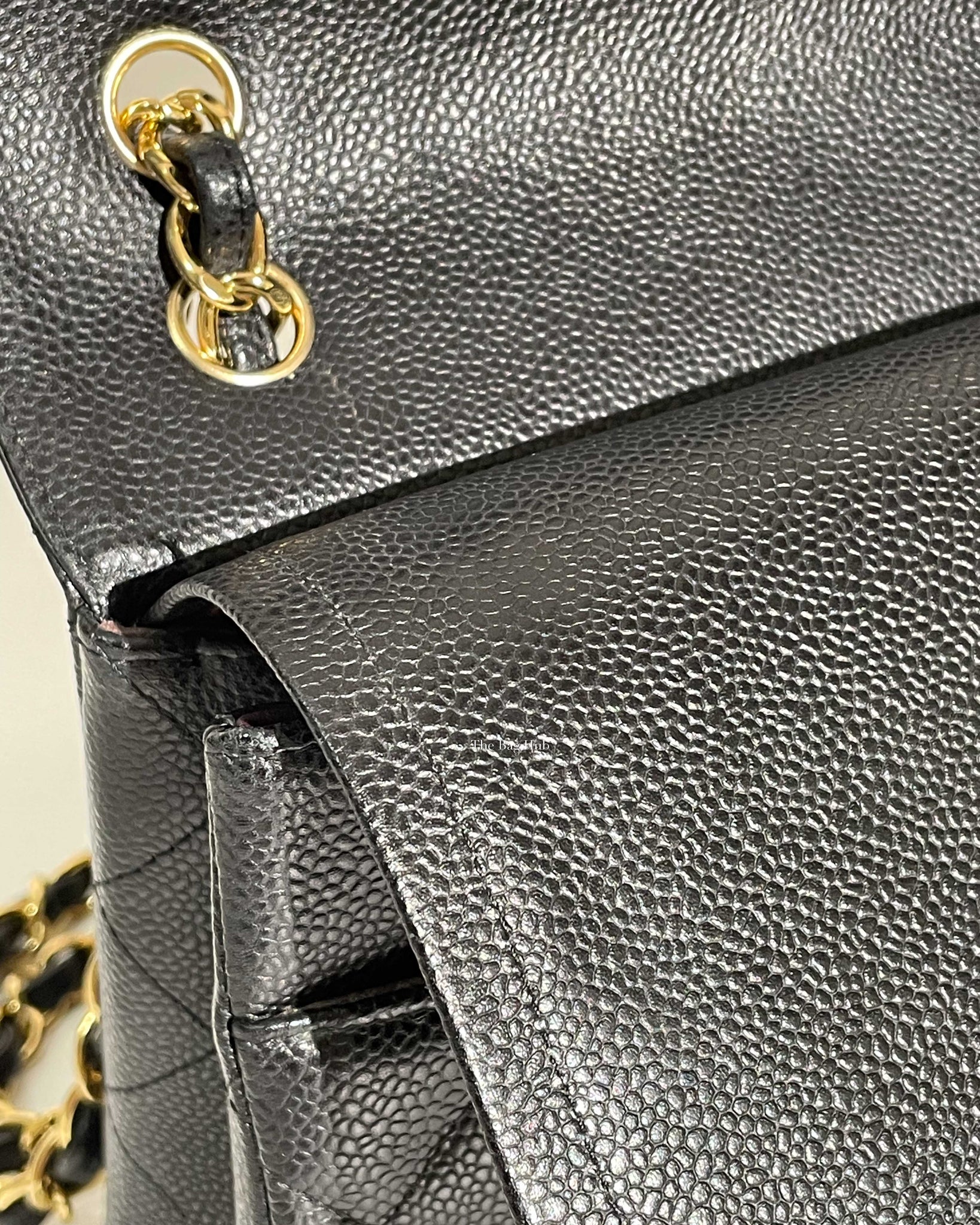 Chanel Black Quilted Caviar Leather Jumbo Classic Double Flap Bag