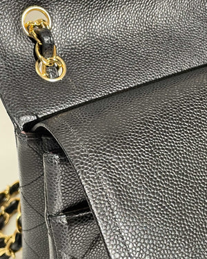 Chanel Black Quilted Caviar Leather Jumbo Classic Double Flap Bag