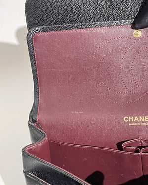 Chanel Black Quilted Caviar Leather Jumbo Classic Double Flap Bag