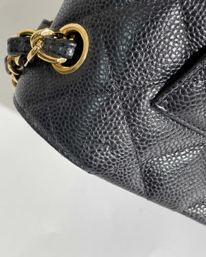 Chanel Black Quilted Caviar Leather Jumbo Classic Double Flap Bag