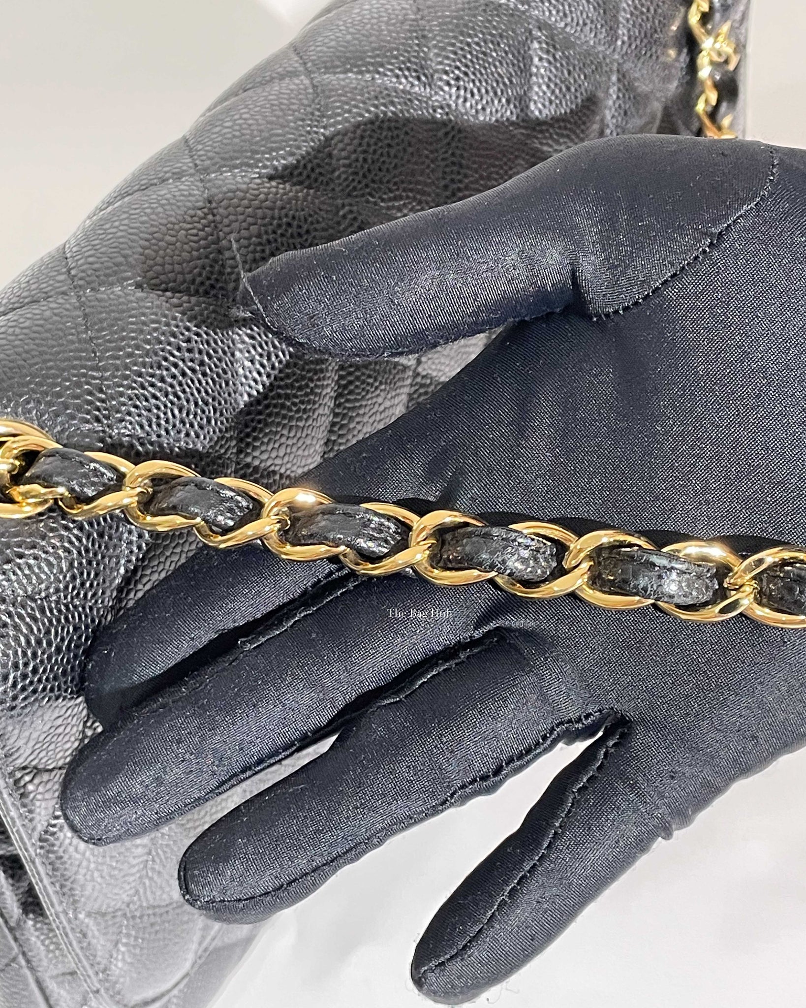 Chanel Black Quilted Caviar Leather Jumbo Classic Double Flap Bag