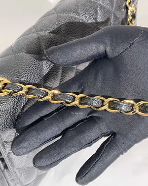 Chanel Black Quilted Caviar Leather Jumbo Classic Double Flap Bag