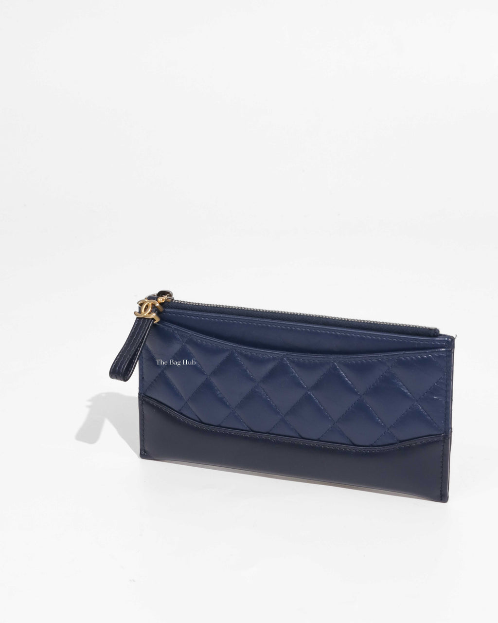 Chanel Deep Blue Quilted Aged Calfskin Gabrielle Zip Long Case