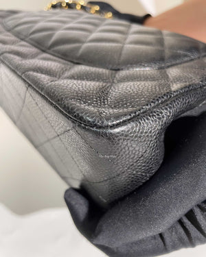 Chanel Black Quilted Caviar Leather Jumbo Classic Double Flap Bag