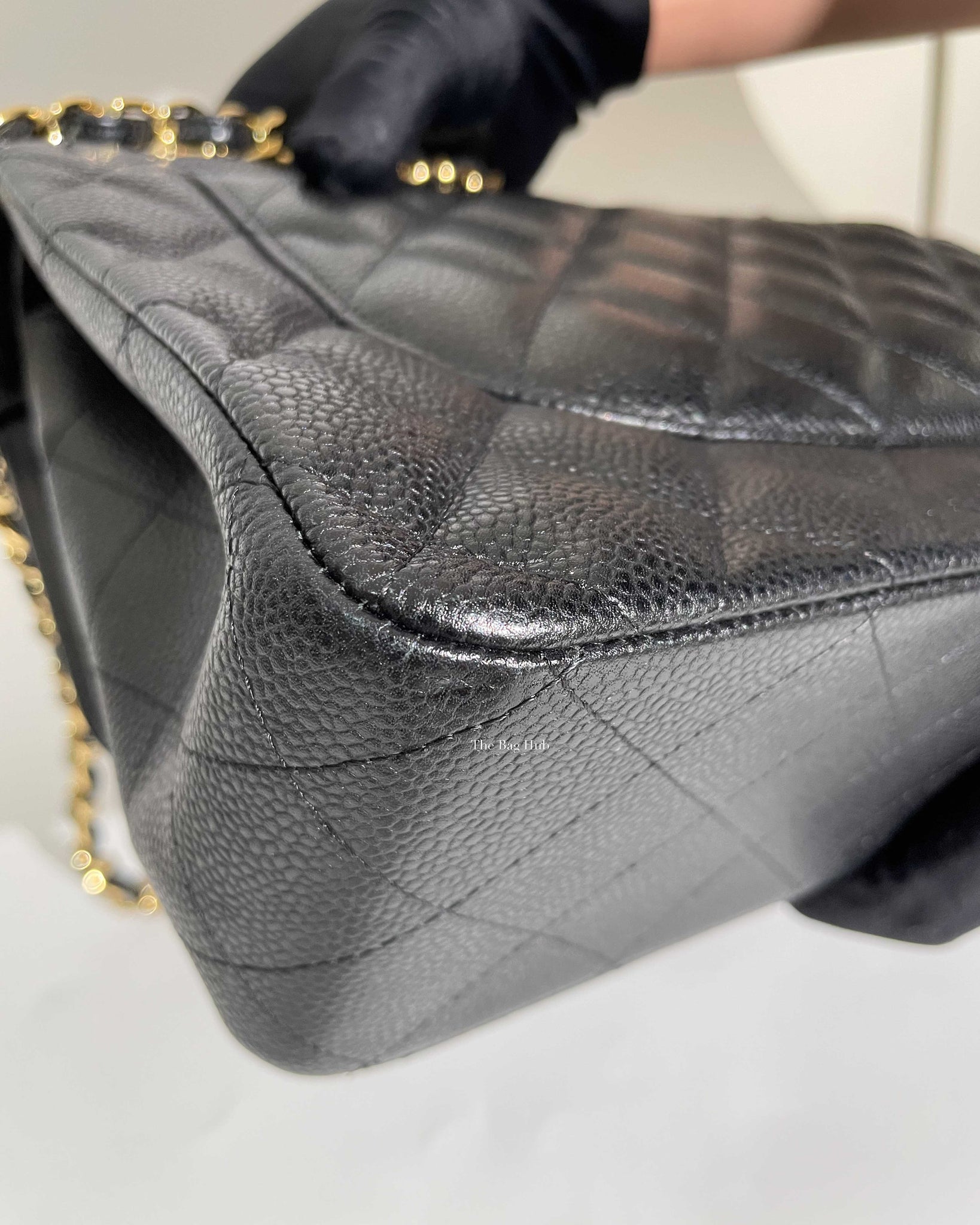 Chanel Black Quilted Caviar Leather Jumbo Classic Double Flap Bag