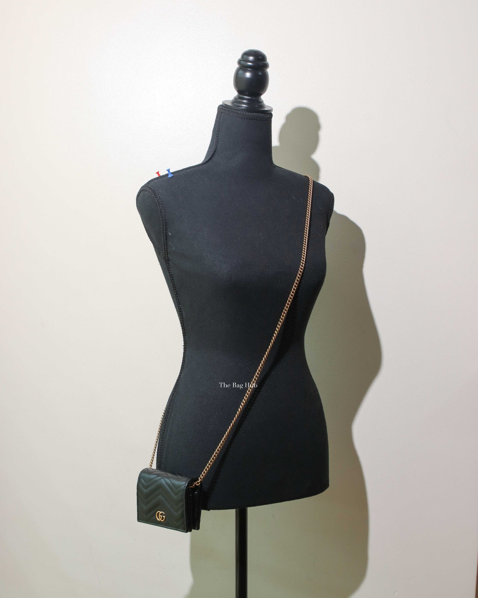 Gucci Black Calfskin Matellasse GG Marmont Mini WOC