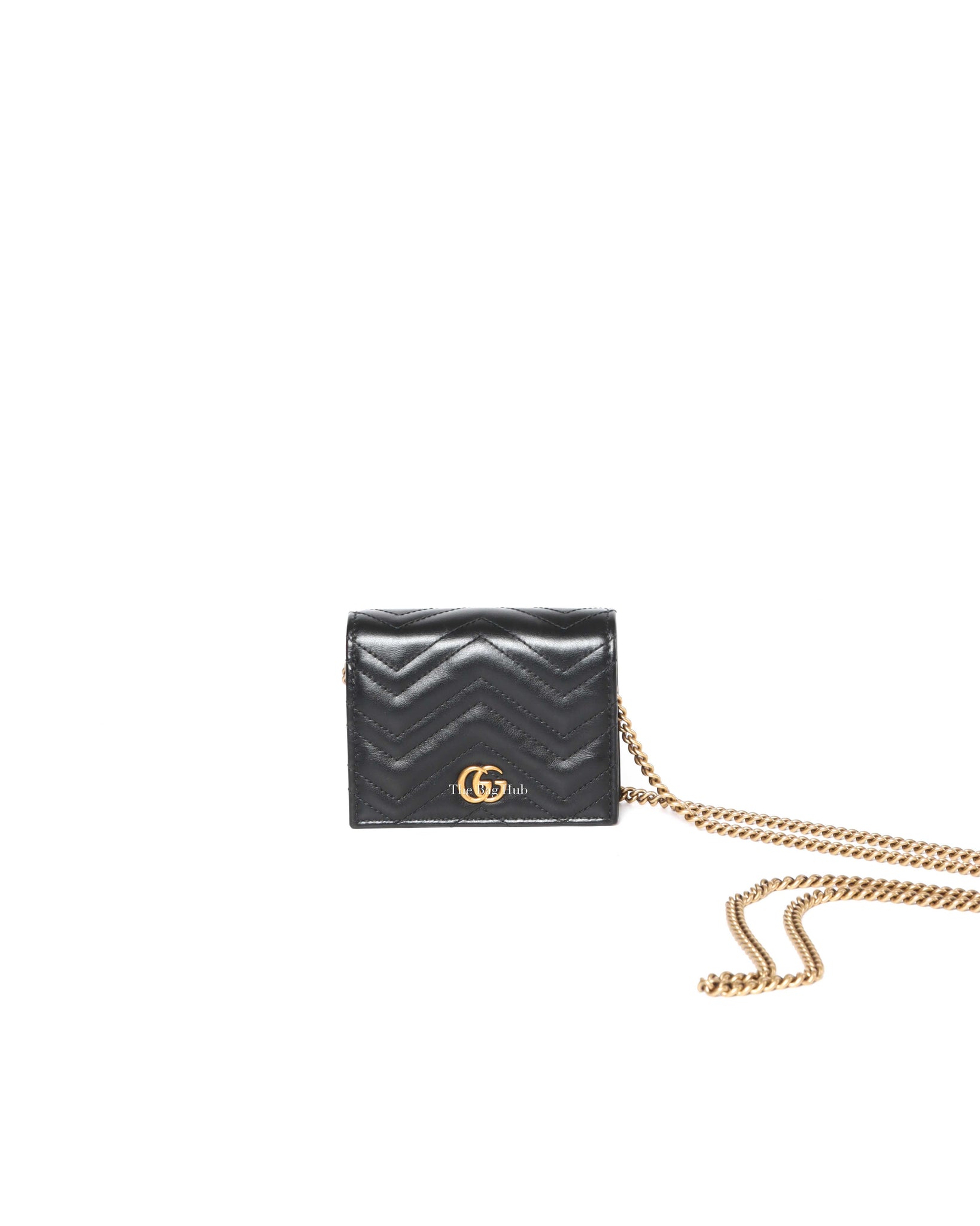 Gucci Black Calfskin Matellasse GG Marmont Mini WOC