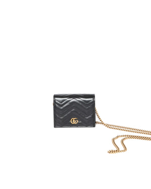 Gucci Black Calfskin Matellasse GG Marmont Mini WOC