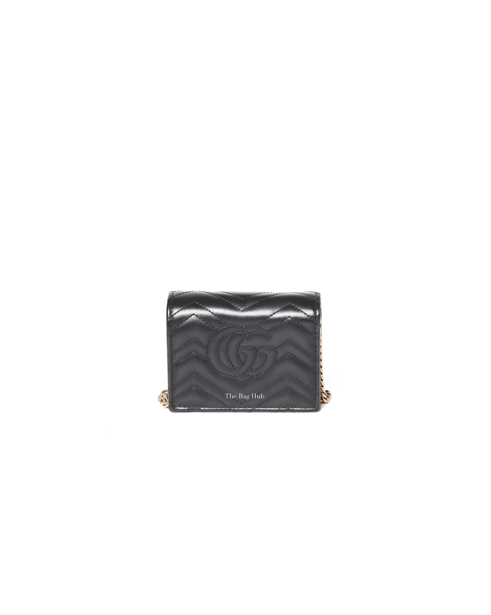 Gucci Black Calfskin Matellasse GG Marmont Mini WOC