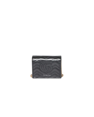Gucci Black Calfskin Matellasse GG Marmont Mini WOC