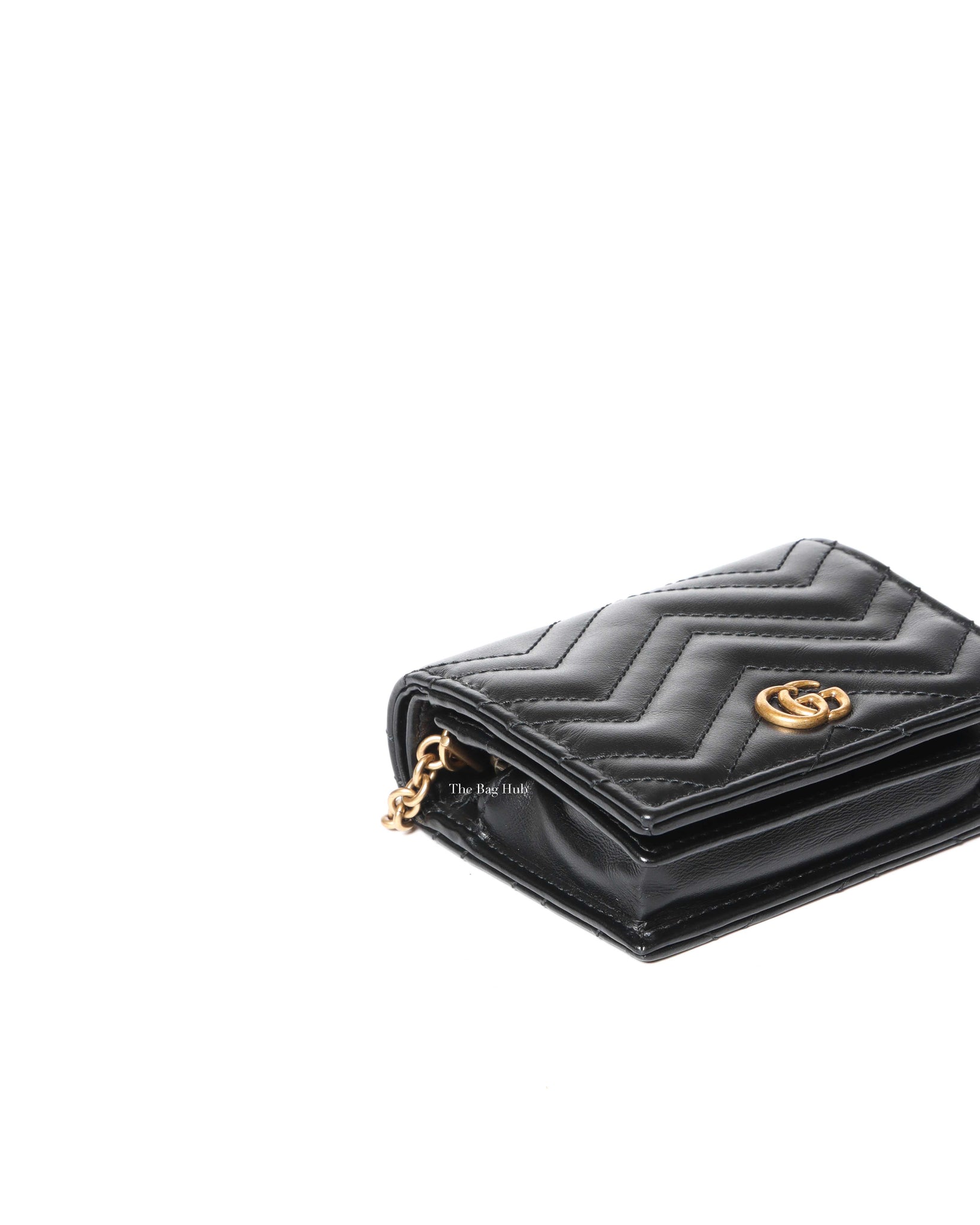 Gucci Black Calfskin Matellasse GG Marmont Mini WOC