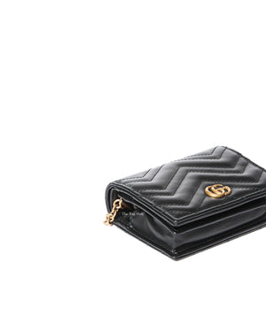 Gucci Black Calfskin Matellasse GG Marmont Mini WOC