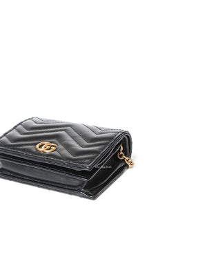 Gucci Black Calfskin Matellasse GG Marmont Mini WOC