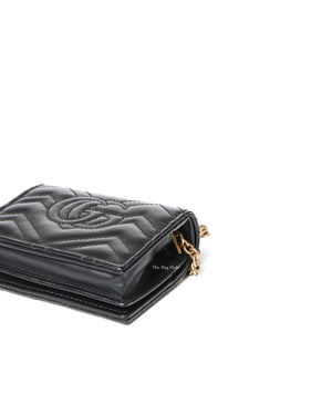 Gucci Black Calfskin Matellasse GG Marmont Mini WOC