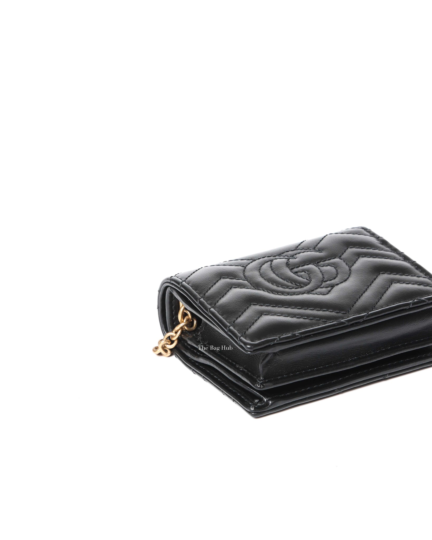Gucci Black Calfskin Matellasse GG Marmont Mini WOC