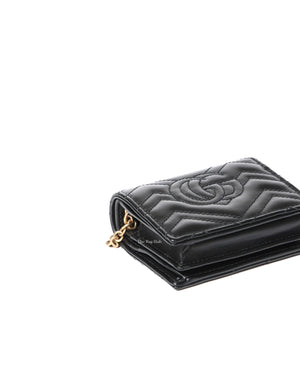 Gucci Black Calfskin Matellasse GG Marmont Mini WOC
