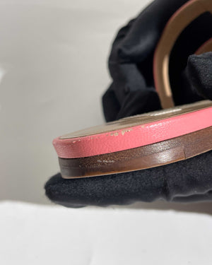 Valentino Pink Leather Rockstud Caged Flat Slides Size 35