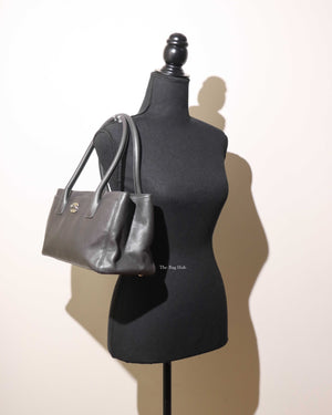 Chanel Dark Grey Small Cerf Tote Bag SHW