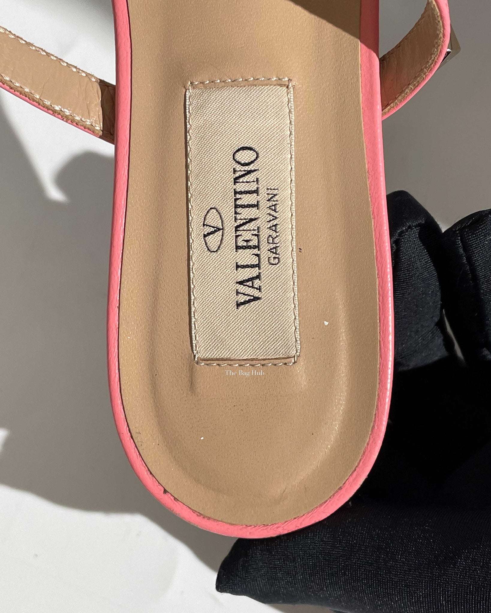 Valentino Pink Leather Rockstud Caged Flat Slides Size 35