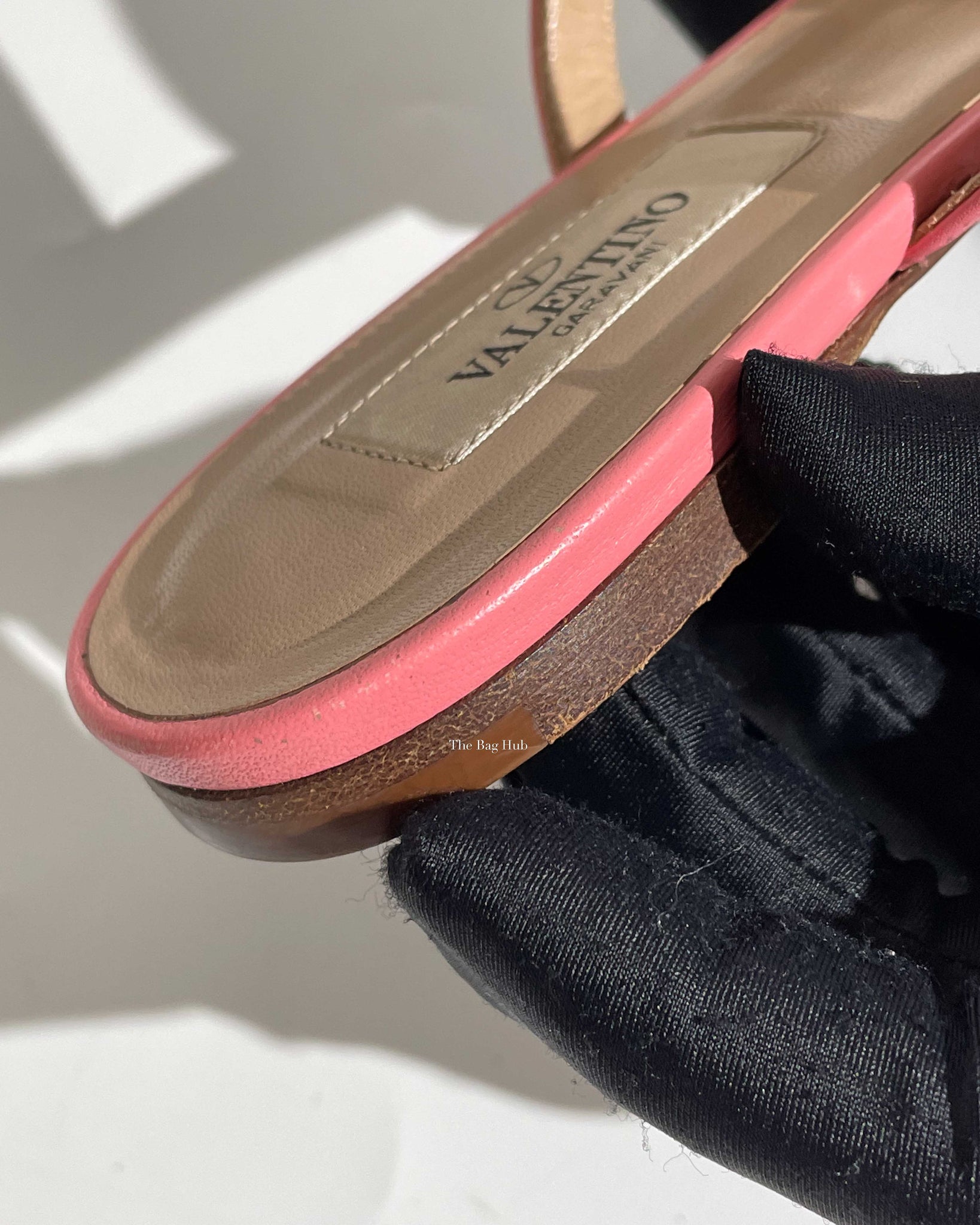 Valentino Pink Leather Rockstud Caged Flat Slides Size 35